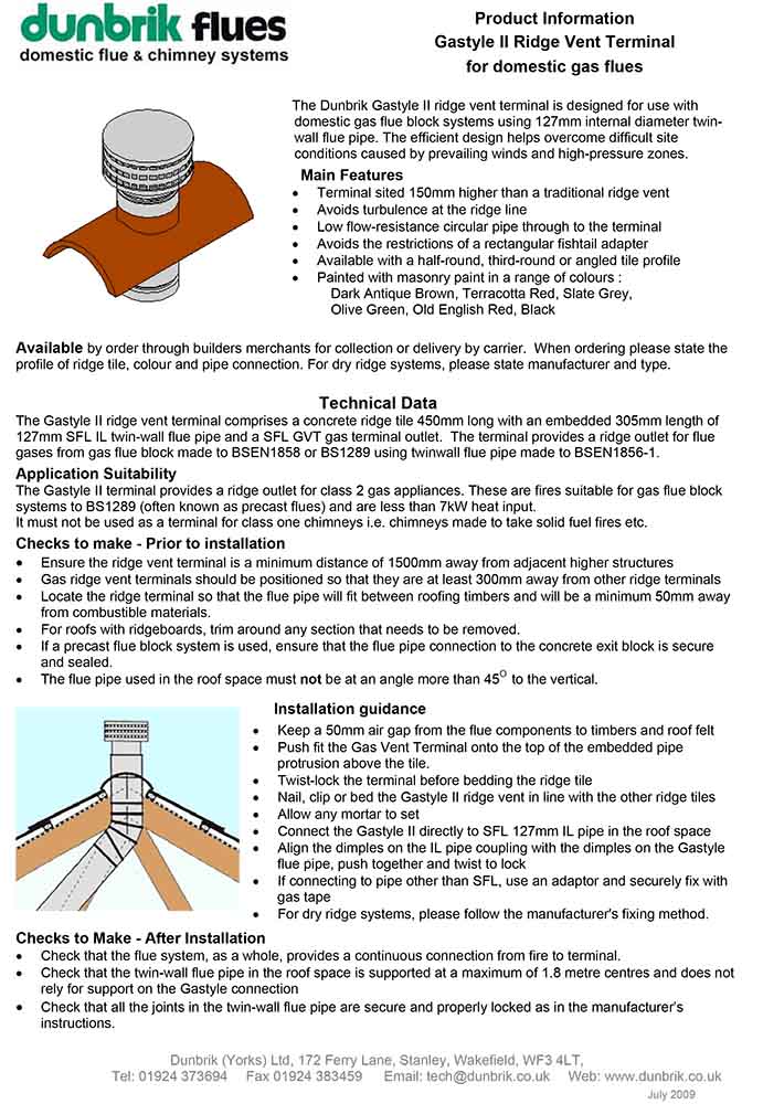 Downloads | Domestic concrete chimney flue systems | Dunbrik Flues
